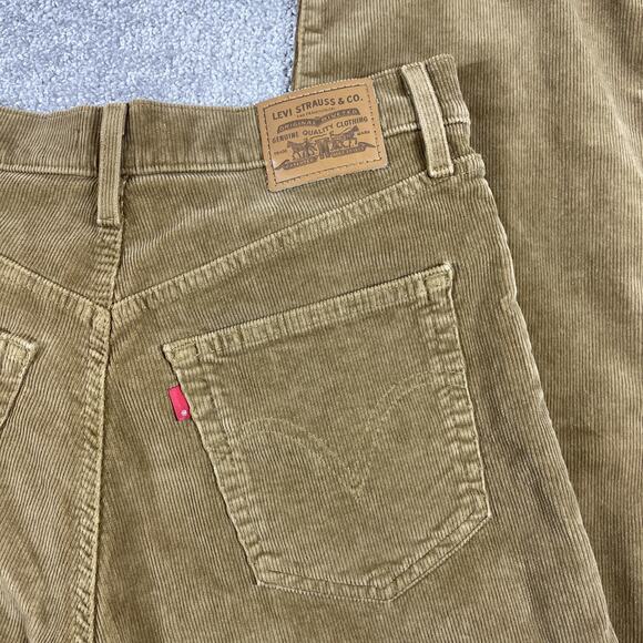 Levis Corduroy Pants Womens 32 x 28 Ribcage Straight Ankle Tan Brown - Picture 2 of 13